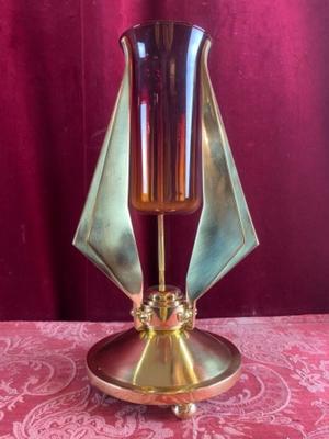 Sanctuary Lamp style ART - DECO en Bronze / Polished / New Varnished / Glass, Dutch 20th century (Anno 1930)