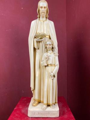 St. Joseph Statue  style art - deco en Plaster polychrome, Netherlands  20 th century