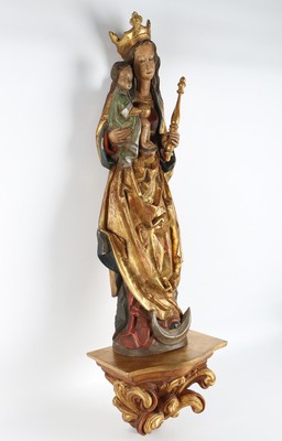 St. Mary With Child  style Art Nouveau  en Wood Polychrome , Southern Germany 20th Century