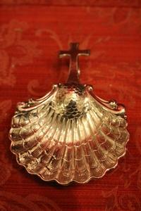 Baptismal Shell en Solid Silver Hand - Hammered , Belgium 20th century Anno 1925