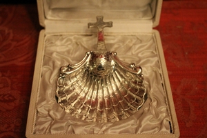 Baptismal Shell en Solid Silver Hand - Hammered , Belgium 20th century Anno 1925