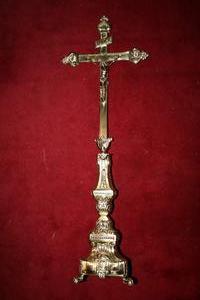 Altar Cross style Barok en Brass, FRANCE 19 th century