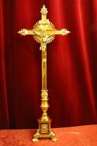 Altar - Cross style Baroque en Bronze / Polished and Varnished, Belgium 19th century