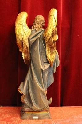 Angel  style Baroque en fully hand-carved wood polychrome, Austria 20th century