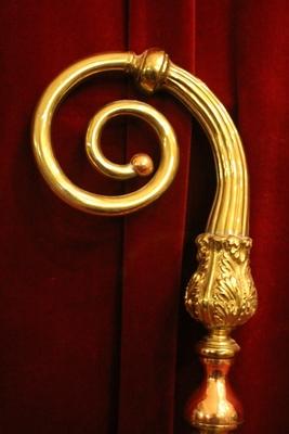 Bishop - Staff style Baroque en Brass / Bronze, Belgium 18 th century