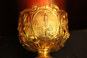 Chalice style Baroque en full silver / Gilt, France Signed : troullier Paris 19th century ( anno 1850)