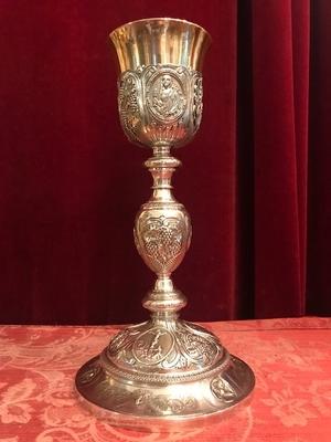 Chalice Complete With Paten  style Baroque en full silver / Polished / Varnished, Belgium 19 th century ( anno 1840 )