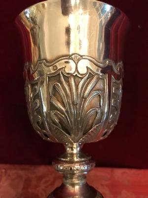 Chalice Complete With Paten style Baroque en full silver, France 18 th century