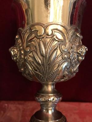 Chalice Complete With Paten  style Baroque en full silver, France 18 th century