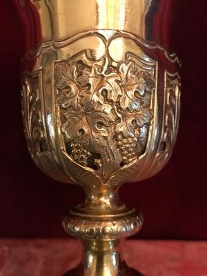 Chalice Complete With Paten style Baroque en full silver, France 18 th century