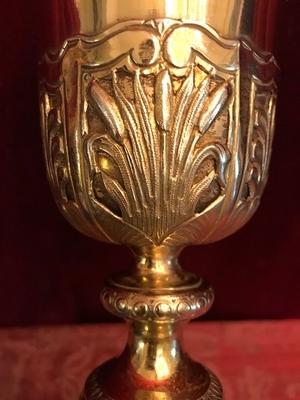 Chalice Complete With Paten style Baroque en full silver, France 18 th century