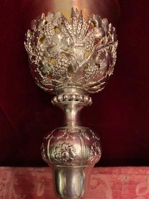 Chalice With Original Case Paten And Spoon All Silver. style Baroque en full silver, Belgium 18th century ( Anno 1780 )