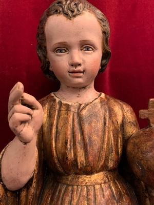 Child Jesus Statue style Baroque en hand-carved wood polychrome, Belgium 18 th century