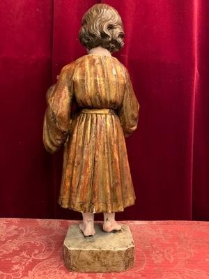 Child Jesus Statue style Baroque en hand-carved wood polychrome, Belgium 18 th century