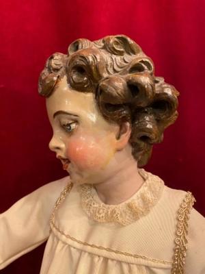 Child Jesus Statue style Baroque en Wood / Dressed, Spain  19 th century