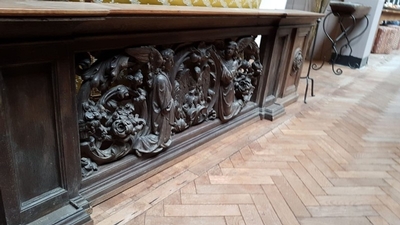 Communion Rail  style Baroque en hand-carved wood , Belgium 20th century