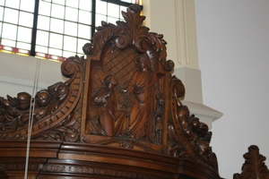 Confessional style baroque en wood oak, Dutch 19th century