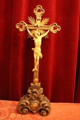 Cross + Corpus style Baroque en hand-carved wood , Southern Germany 19th century