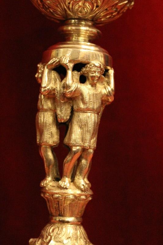 1 Baroque Exceptional Chalice With Paten And Original Case. Weight: 954 Gram.3  Silver Images As Nodus And Full Silver Imaginations Of Faith, Hope And Love On The Base.