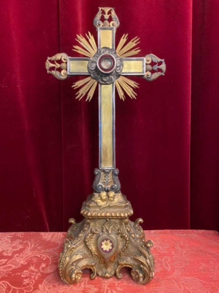 1 Baroque Exceptional Cross - Reliquary With Relic Of The True Cross.