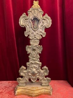 Exceptional Large And Important Reliquary style Baroque en Brass / Wax Seal / Glass / Wood, Italy  18 th century ( Anno 1740 )