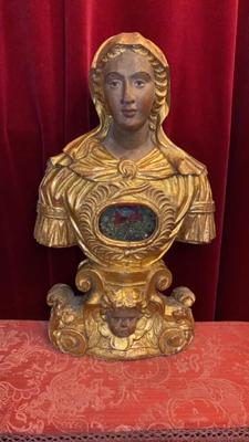 Exceptional Rare Large Reliquary  Bust. Relic S. Magdalena   style Baroque en hand-carved wood / Gilt, Southern Germany 17 th century ( Anno 1685 )