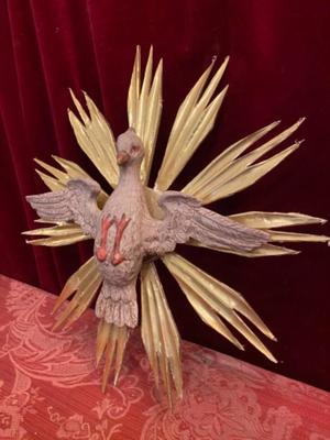 Holy Spirit - Dove  style Baroque en hand-carved wood polychrome, Southern Germany 19th century