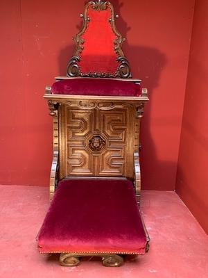 Kneeler Completely & Professionally Refit According To The Traditional Methods And With Original Materials. style Baroque en Oak wood / Red Velvet, Belgium 18 th century