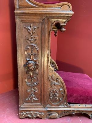 Kneeler Completely & Professionally Refit According To The Traditional Methods And With Original Materials. style Baroque en Oak wood / Red Velvet, Belgium 18 th century