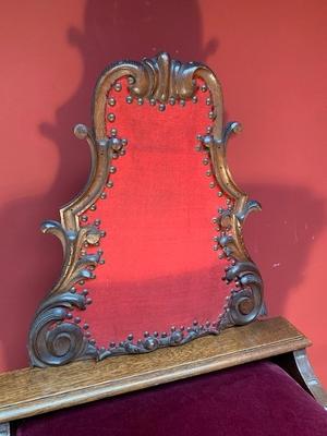 Kneeler Completely & Professionally Refit According To The Traditional Methods And With Original Materials. style Baroque en Oak wood / Red Velvet, Belgium 18 th century