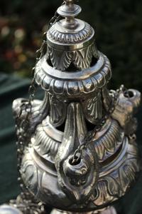 Large Censer style Baroque en Brass / Silver plated, France 19th century