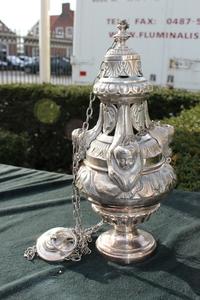 Large Censer style Baroque en Brass / Silver plated, France 19th century