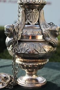 Large Censer style Baroque en Brass / Silver plated, France 19th century