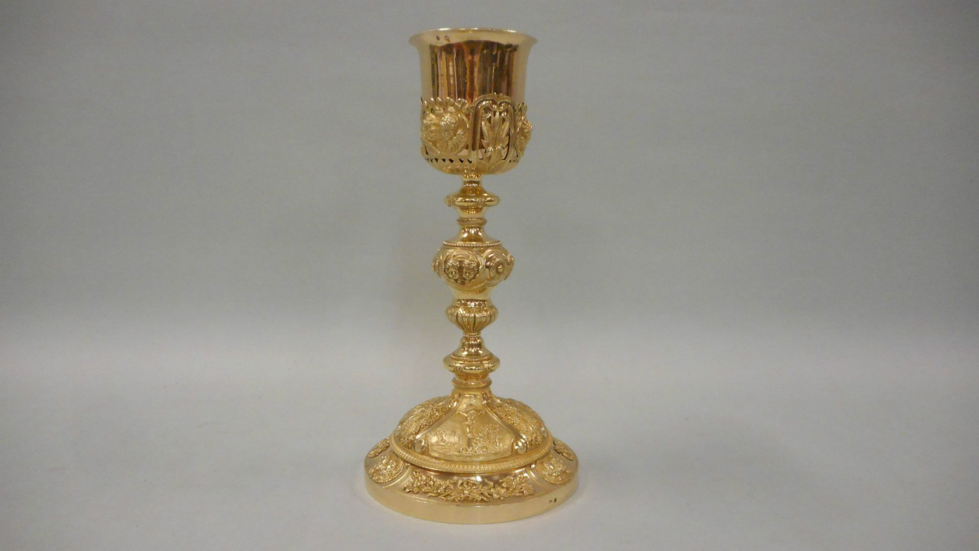 1 baroque Large Full Silver / Gilt Baroque-Style Chalice “Tulip-Model” / Engravings And Various Imaginations