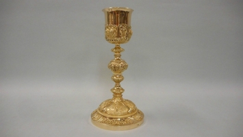 1 baroque Large Full Silver / Gilt Baroque-Style Chalice “Tulip-Model” / Engravings And Various Imaginations