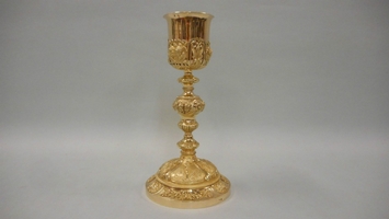 Large Full Silver / Gilt Baroque-Style Chalice “Tulip-Model” / Engravings And Various Imaginations style baroque en full silver / Gilt, France 19th century