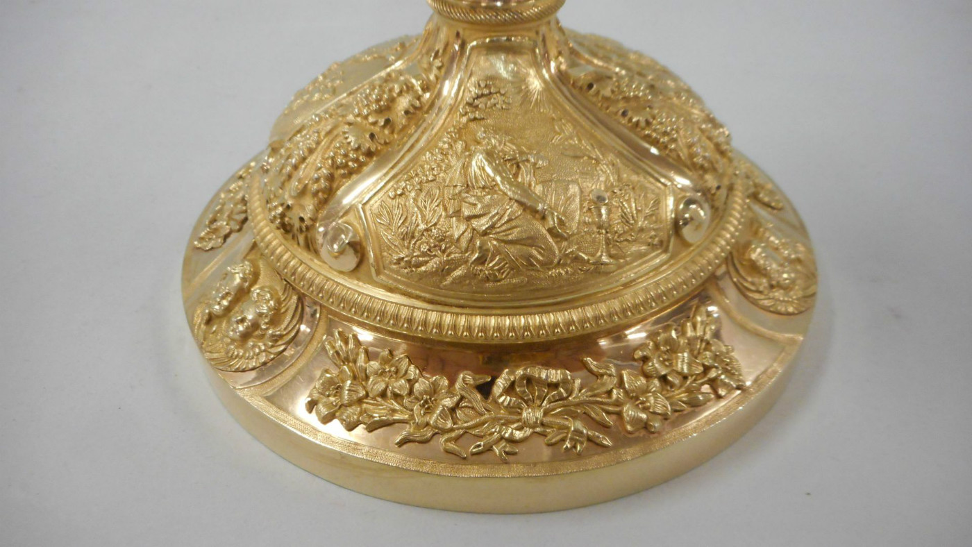 1 baroque Large Full Silver / Gilt Baroque-Style Chalice “Tulip-Model” / Engravings And Various Imaginations