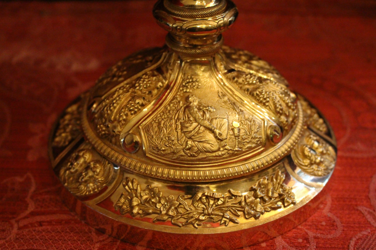 1 baroque Large Full Silver / Gilt Baroque-Style Chalice “Tulip-Model” / Engravings And Various Imaginations