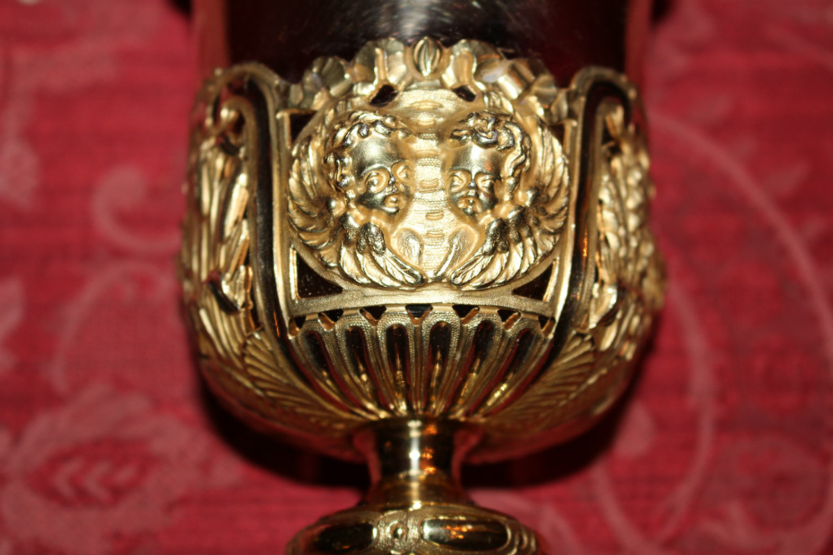 1 baroque Large Full Silver / Gilt Baroque-Style Chalice “Tulip-Model” / Engravings And Various Imaginations