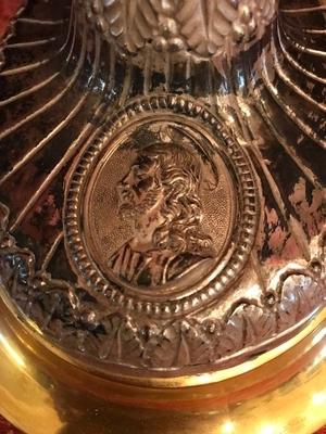 Monstrance style Baroque en Brass / Bronze / Gilt / Silver , Belgium 18 th century