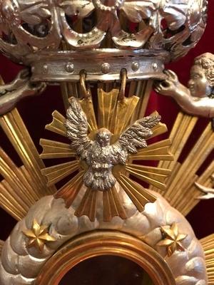 Monstrance style Baroque en Brass / Bronze / Gilt / Silver , Belgium 18 th century