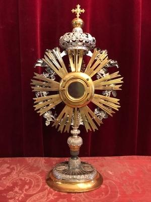 Monstrance style Baroque en Brass / Bronze / Gilt / Silver , Belgium 18 th century