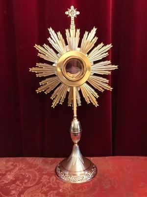 Monstrance style Baroque en Brass / Bronze / Gilt / Plated Silver, Italy 20 th century