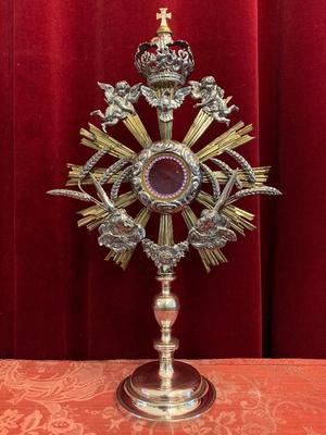 Monstrance style Baroque en Brass / Silver, Belgium 19 th century ( Anno 1855 )