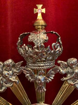 Monstrance style Baroque en Brass / Silver, Belgium 19 th century ( Anno 1855 )