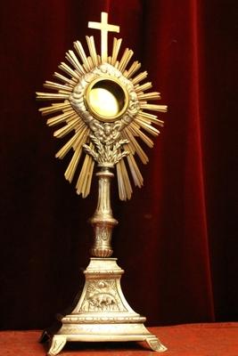 Monstrance style Baroque en Brass / Bronze / Silvered - Plated, Belgium 18 th century