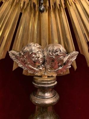 Monstrance Could Be Cleaned And Polished style Baroque en Brass / Bronze / Stones / Pearls, Belgium 19th century