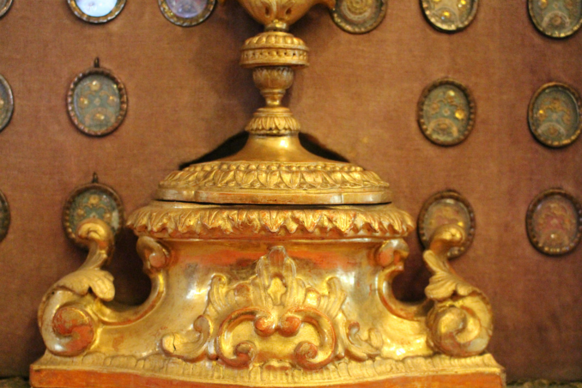 1 Baroque Museum - Worthy Ostensorium / Shrine / Reliquary Relic Of The True Cross. 36 Full Silver Theca S: 12 Apostles - 4 Fathers Of The Church.