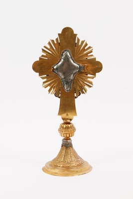 Ostensorium - Reliquary - Relic Of The True Cross  style Baroque en Brass - Gilt - Plated / Semi Precious Stones, Italy 19th century (1815)