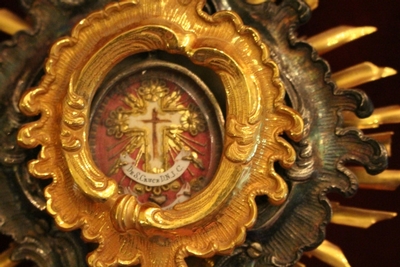 Ostensorium - Reliquary - Relic Of The True Cross Brass - Gilt / Silver Barock style Baroque Italy 18 th century (1775)